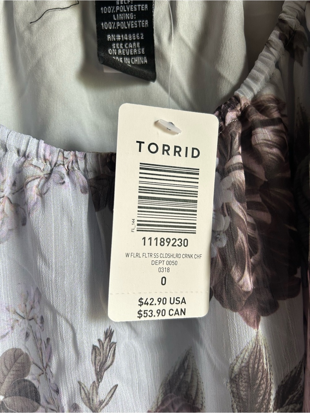 torrid Size 0 L 12 Floral Cold-Shoulder Top - Picture 6 of 11